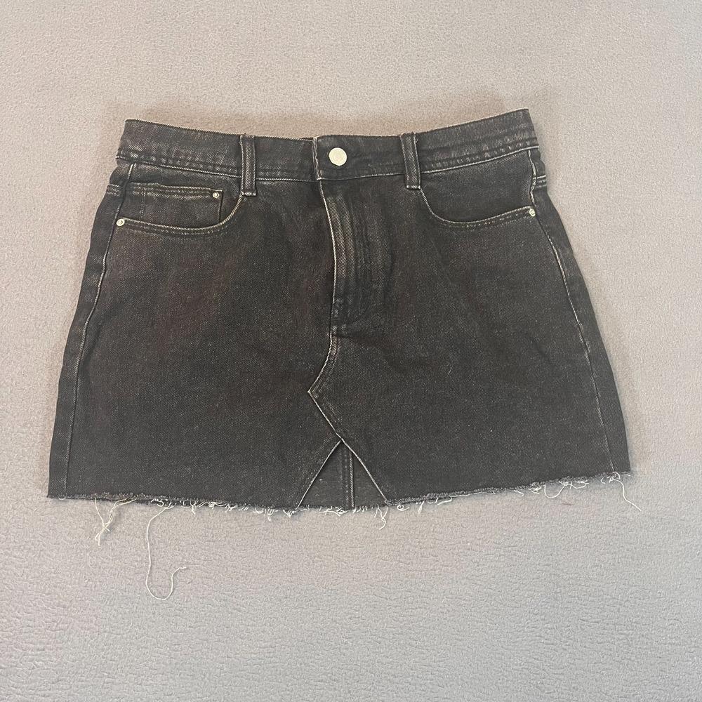 Zara Trafaluc Denim Womens Sz Med Jean‎ Mini Skirt Raw Hem CutOut 28W 13L Y2K